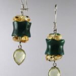 Gold Plated Silver Earrings with Quartz and Jade gemstones