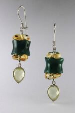 Gold Plated Silver Earrings with Quartz and Jade gemstones