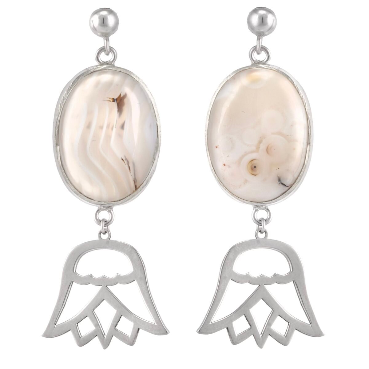 Gold Plated Silver Earrings with Agate gemstone - Image 2