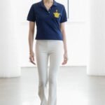 Famluxy Polo Shirt with Large Gold Crown Logo Embroidery