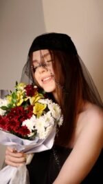 Handmade Layered Tulle and Traditional Cap Hat with Stone Detail