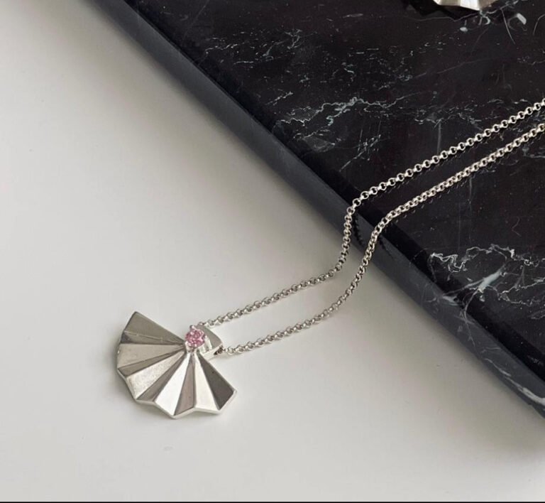 Silver Necklace With Pink Stone