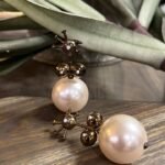 Handmade Bronze Gold plated White Simorgh Phoenix Earrings