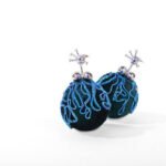 Handmade Bronze Gold plated, Papier Mache Earrings (Simorghe konam Makhmal)