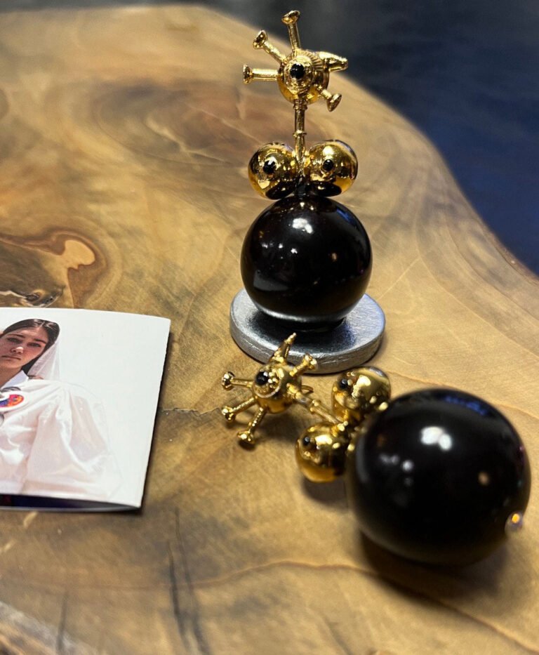 Bronze Gold plated Black Earrings ?Simorgh Konam?