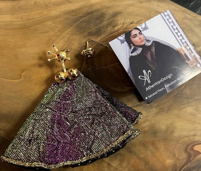 Suroor and Ghorur / Simorgh Earrings – Bronze Gold-Plated Handmade earrings Embroidery