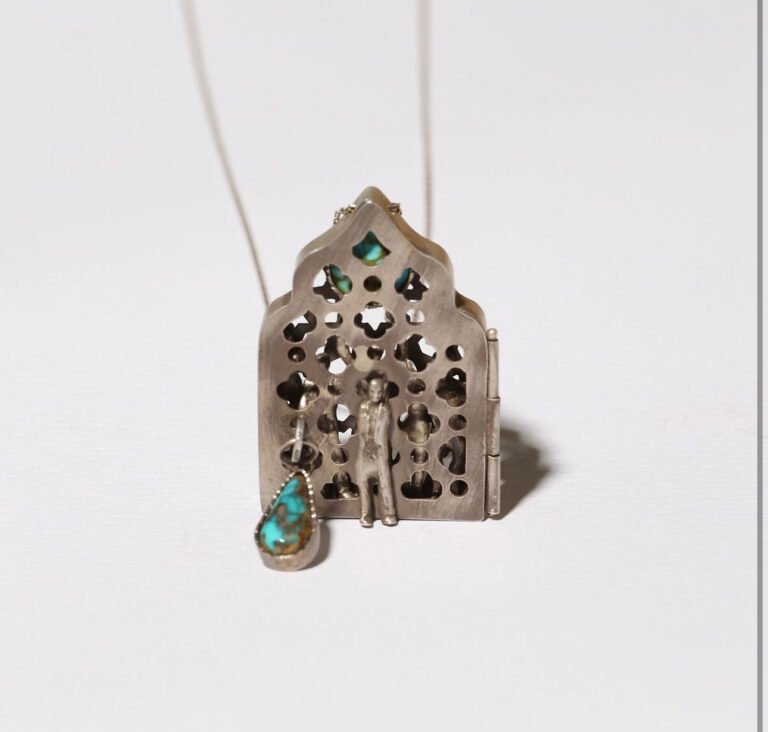 Handmade Silver Necklace with Turquoise Stone (Freedom)