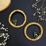 Handmade Papier-Mache With Green stone Earrings