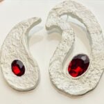 Handmade Papier-Mache With Red Stone Earrings