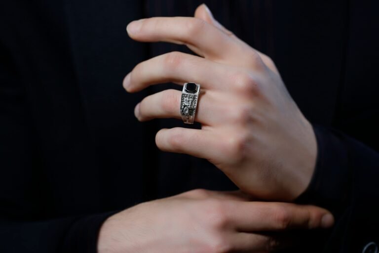 Handmade Silver Ring With Onyx Stone Goddess of Justice