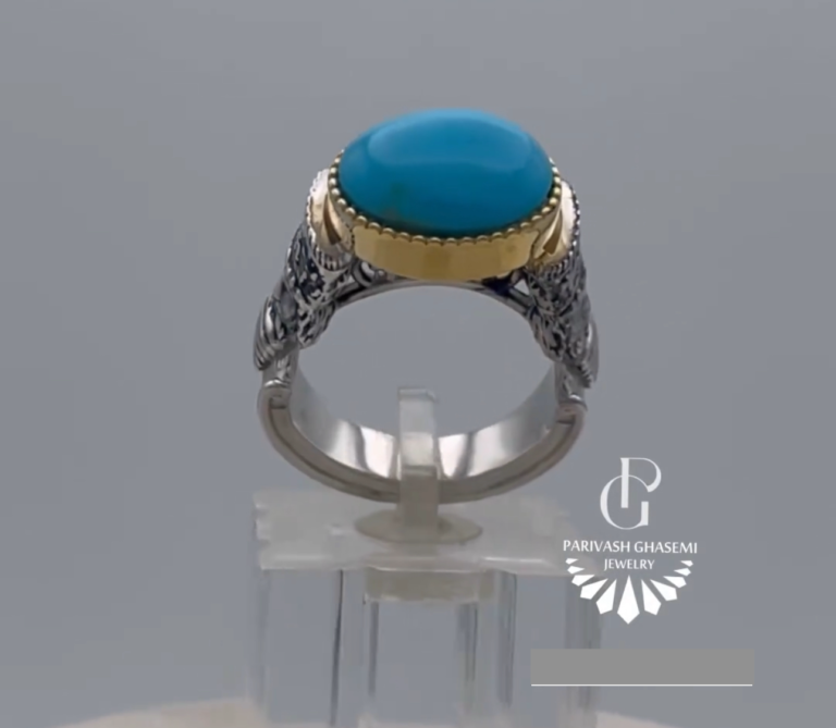 Handmade Gold Plated Silver Ring with Turquoise Stone