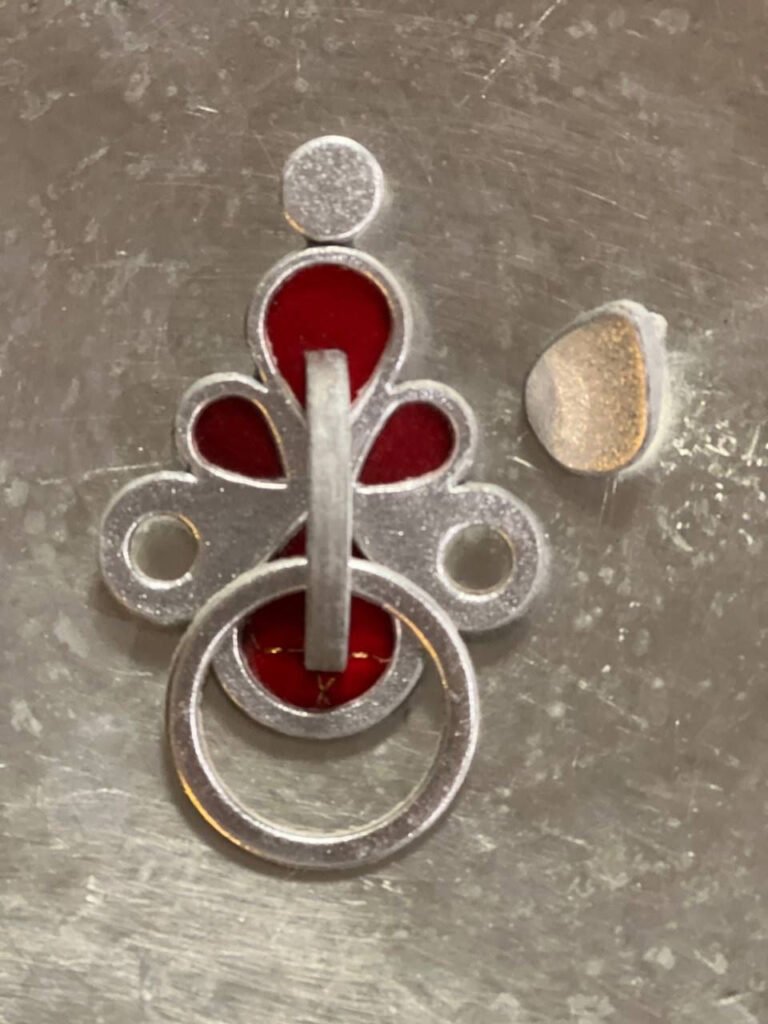 Handmade Red Ashke Shiva and Drab Earrings