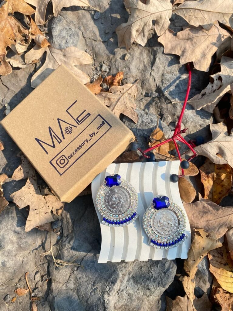 Samin Handmade Earrings (Pahlavi Coin with high Quality Stones)