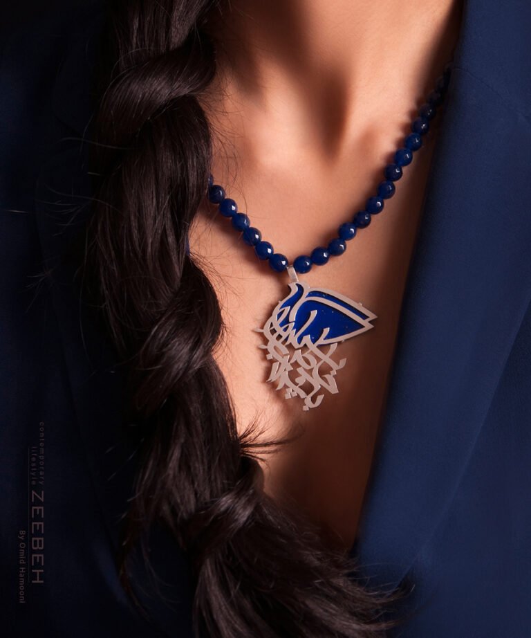 Flight Necklace "Remember the Flight" | Handmade silver necklace with lapis lazuli and agate from the Flight Collection. Inspired by Forough Farrokhzad’s poem, this piece symbolizes freedom and the enduring spirit of flight, blending minimal bird motifs with the color of the sky