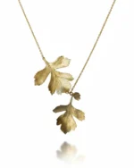 handmade necklace with two natural leaves