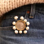 Handmade Gold plated silver coin Brooch with Pearl