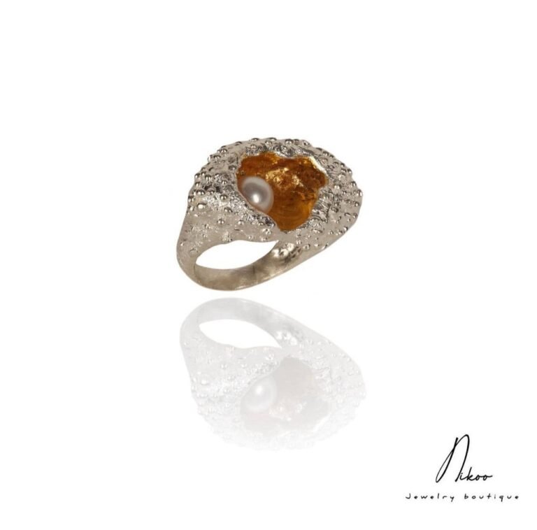 Gold plated silver ring with real Pearl , All handmade , Ajustable