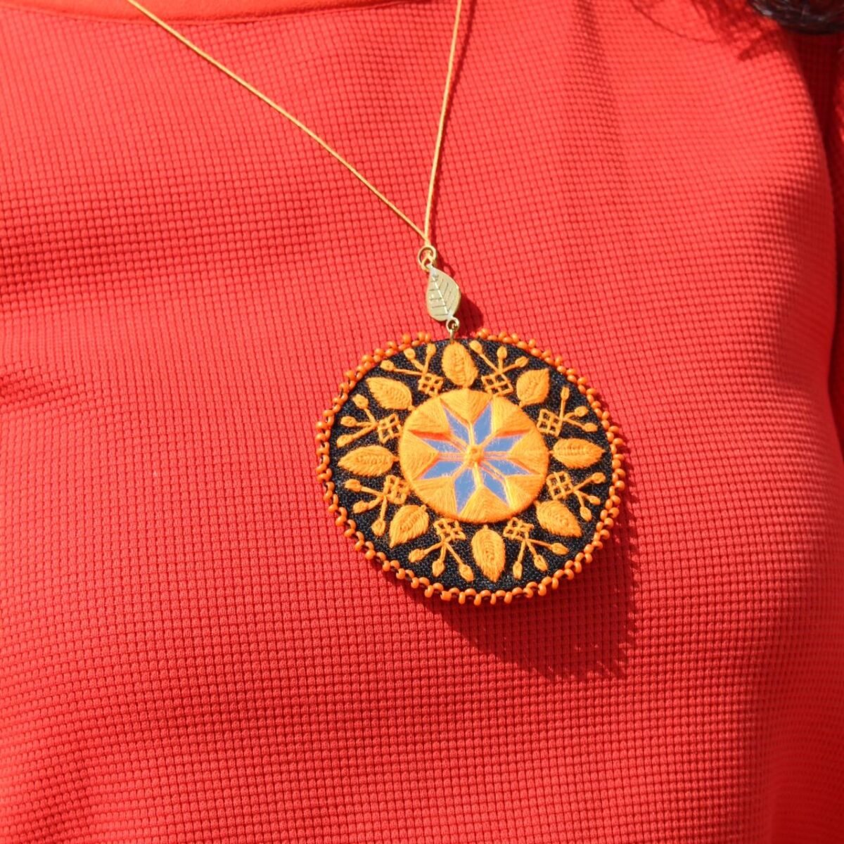 Handmade Baluchi Embroidery Necklace with Mirror Work – Adjustable Brass & Eco-Friendly Jewelry - Image 2