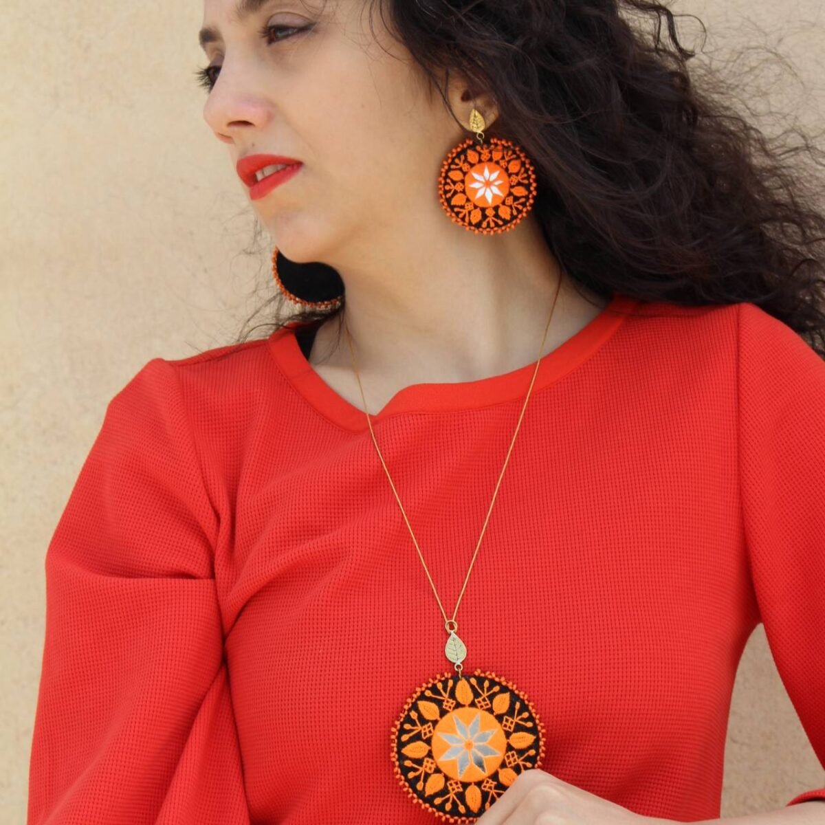 Handmade Baluchi Embroidery Necklace with Mirror Work – Adjustable Brass & Eco-Friendly Jewelry - Image 5