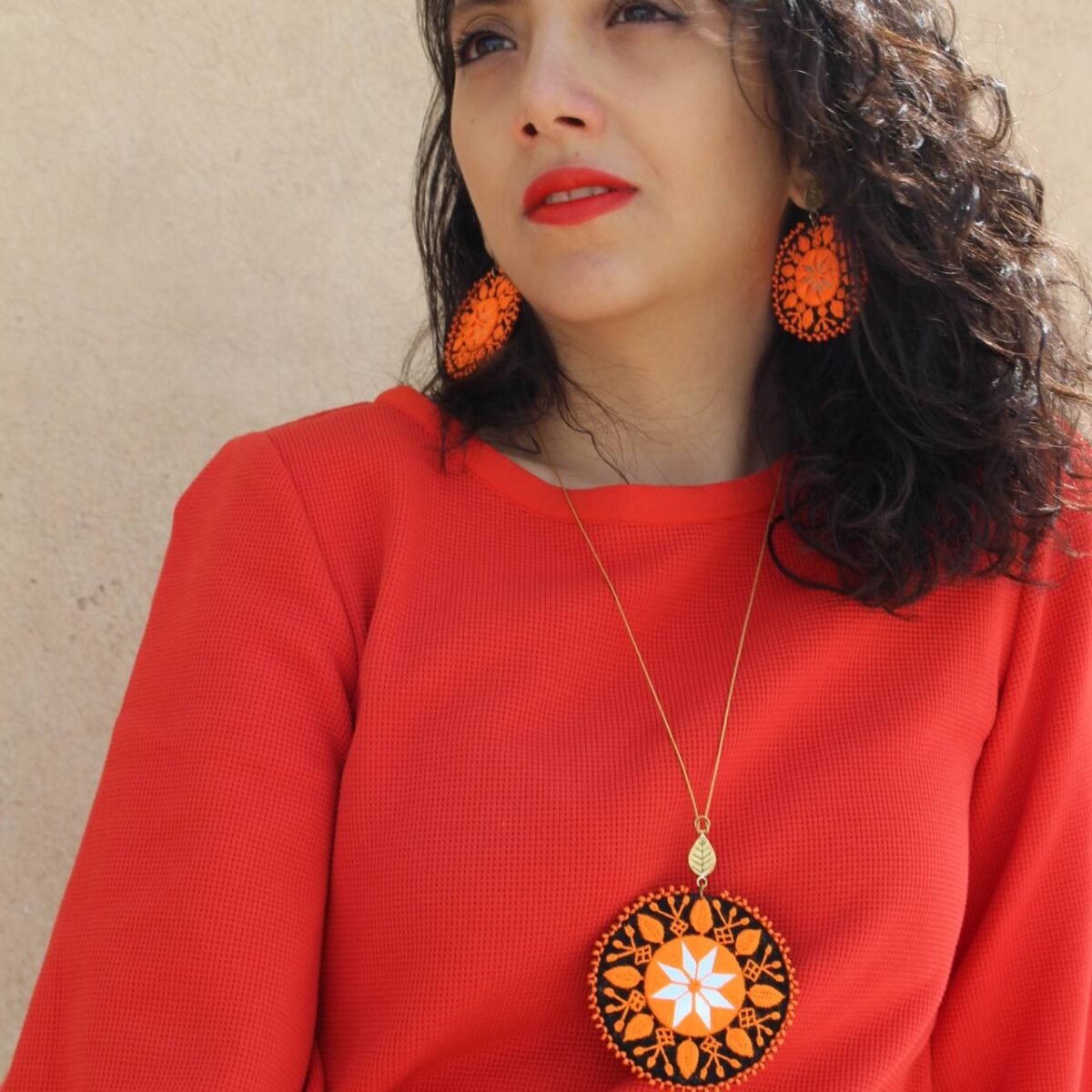 Handmade Baluchi Embroidery Necklace with Mirror Work – Adjustable Brass & Eco-Friendly Jewelry - Image 6