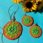 Handmade Palivar Embroidery Pendant Necklace & Stud Earrings – Adjustable Brass Jewelry Set with Mirror | Persian Balochi Needlework - Image 6