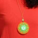 Handmade Palivar Embroidery Pendant Necklace & Stud Earrings – Adjustable Brass Jewelry Set with Mirror | Persian Balochi Needlework - Image 8