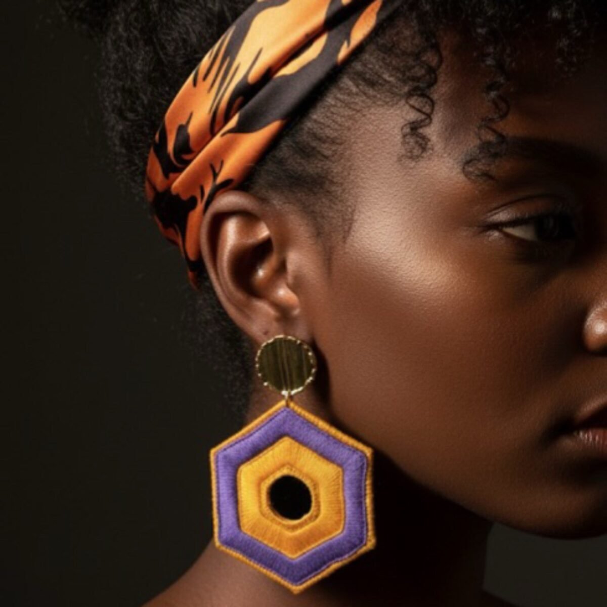 Handmade Hexagon Mirror Embroidery Earrings – Double-Sided, Lightweight, Boho Style - Image 5