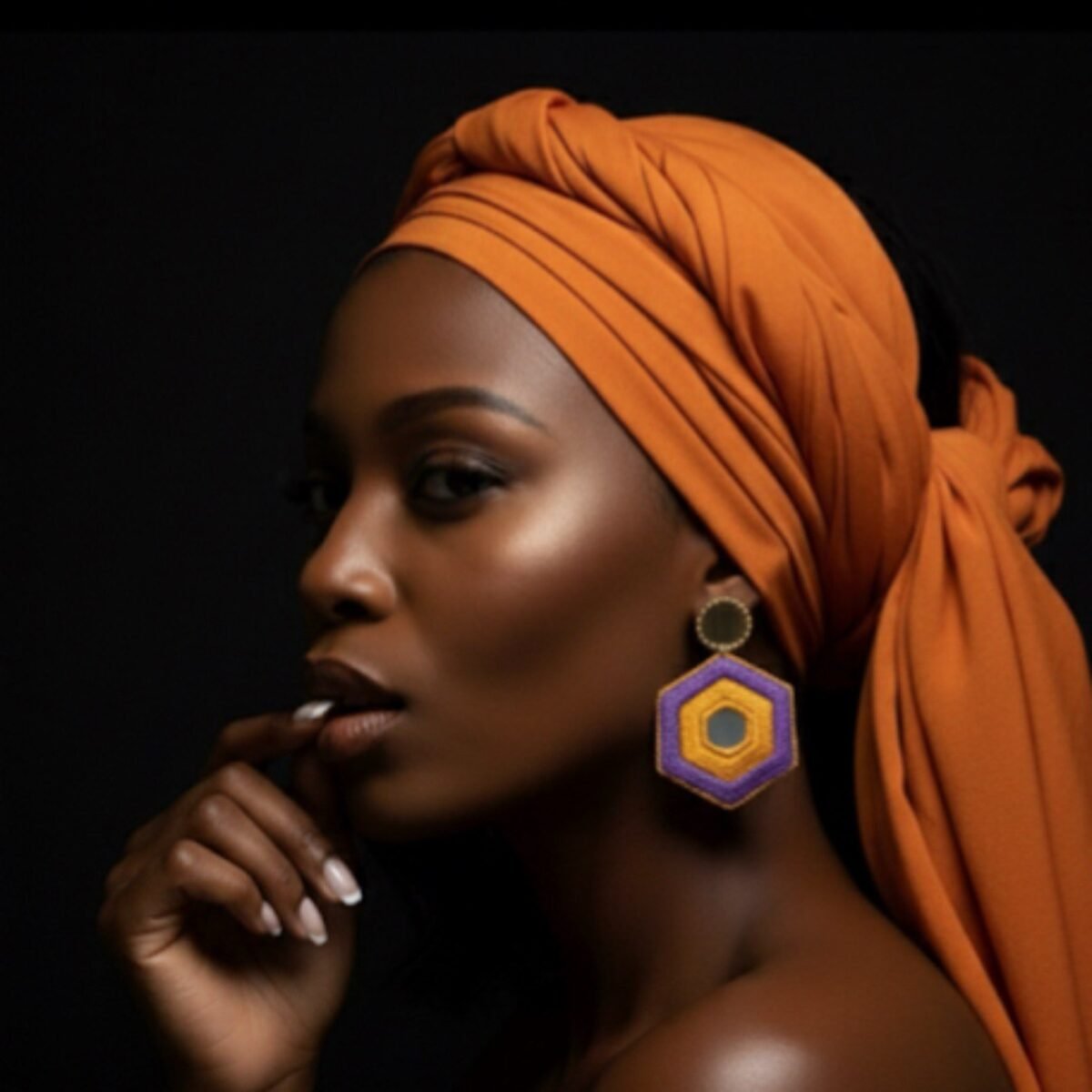 Handmade Hexagon Mirror Embroidery Earrings – Double-Sided, Lightweight, Boho Style - Image 2