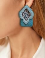 Firuzeh earrings handmade paper mache - Image 2