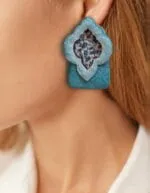 Firuzeh earrings handmade paper mache - Image 2