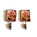Khosro-Shirin, handmade earrings, paper mache