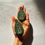 Lightweight Handmade Earrings with Pateh Embroidery and Brass Design - Image 9