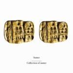 Sumer, handmade earrings, paper mache