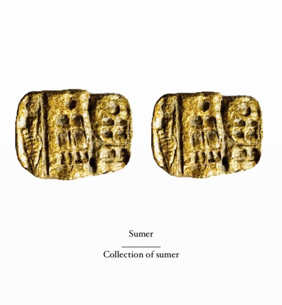 Sumer, handmade earrings, paper mache