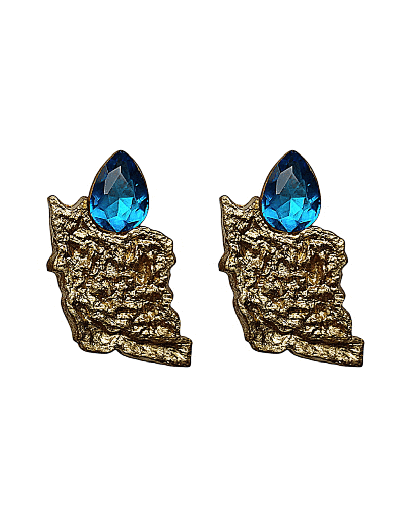 Vatan – Handmade Earrings (Big Size) With Blue Stone