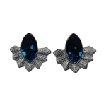 Helios – Handmade Paper Mache Earrings With Blue Stone And Silver color– Light Weight