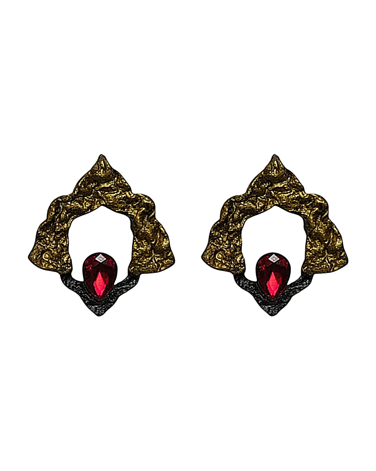 Taje Pars – Handmade Paper Mache Earrings With Red Stone