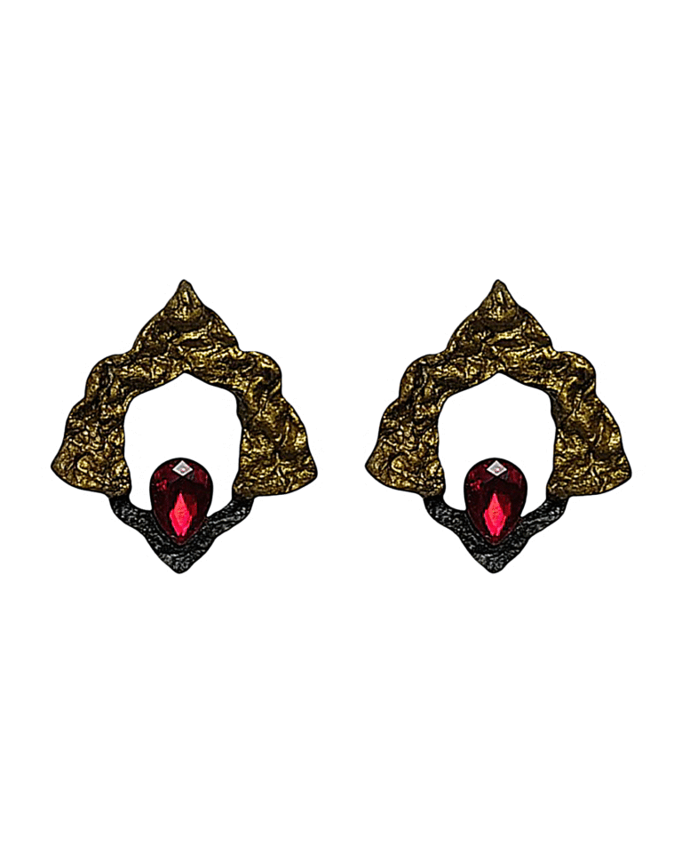 Taje Pars – Handmade Paper Mache Earrings With Red Stone
