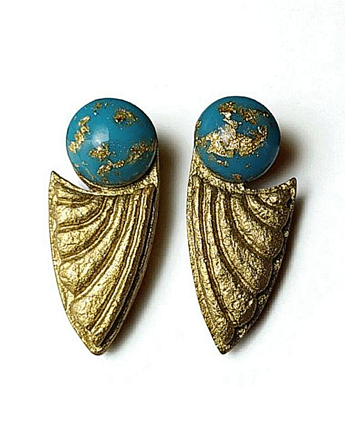 Pari Wings – Handmade Paper Mache Earrings with Handmade Resin Stone - Image 1