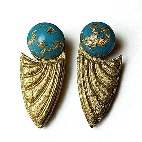 Pari Wings – Handmade Paper Mache Earrings with Handmade Resin Stone