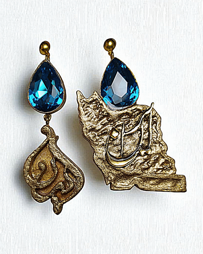 Vatan – Handmade Earrings (Big Size) With Blue Stone