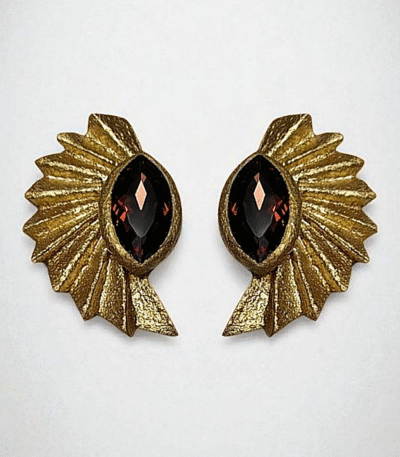 Angel – Handmade Earrings With Dark Red Stone – Light Weight