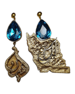 Vatan – Handmade Paper Mache Earrings With Blue Stone
