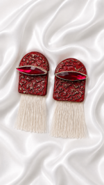 Carpet Patterned – Handmade Paper Mache Earrings – Light Weight - Image 10