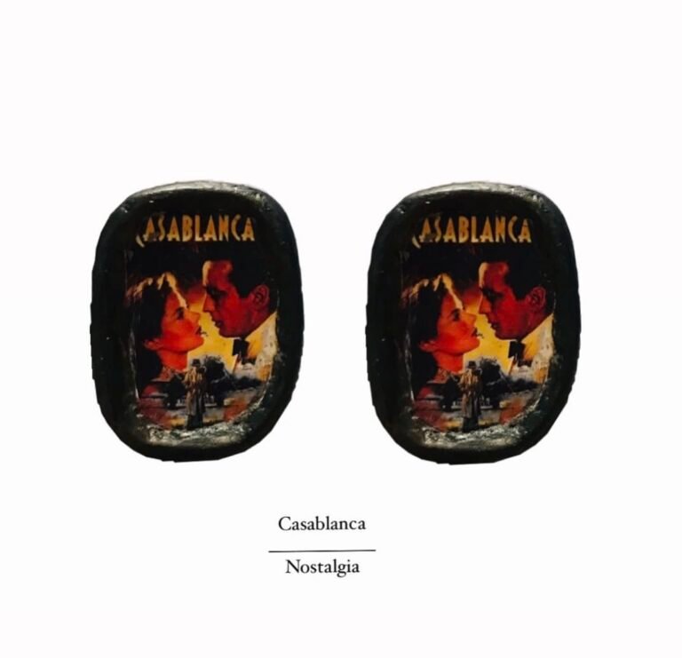 Casablanca, handmade earrings, paper mache