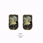 Atena stamp, handmade paper mache earrings