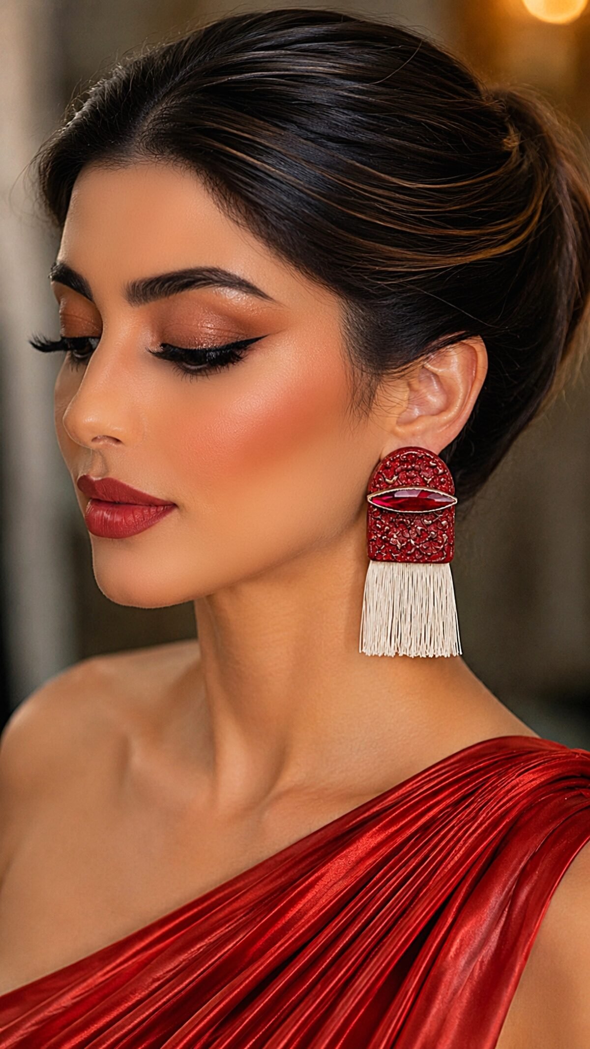 Carpet Patterned – Handmade Paper Mache Earrings – Light Weight - Image 11