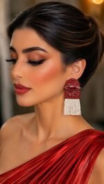 Carpet Patterned – Handmade Paper Mache Earrings – Light Weight - Image 11