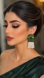 Carpet Patterned – Handmade Paper Mache Earrings – Light Weight - Image 9
