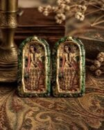 Qajar era painting,handmade paper mache earrings - Image 4